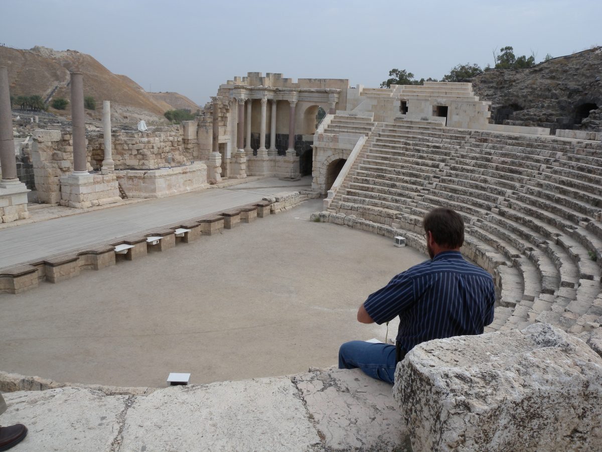 Looking over Tom Brimmer's shoulder at Beit Shean Theater